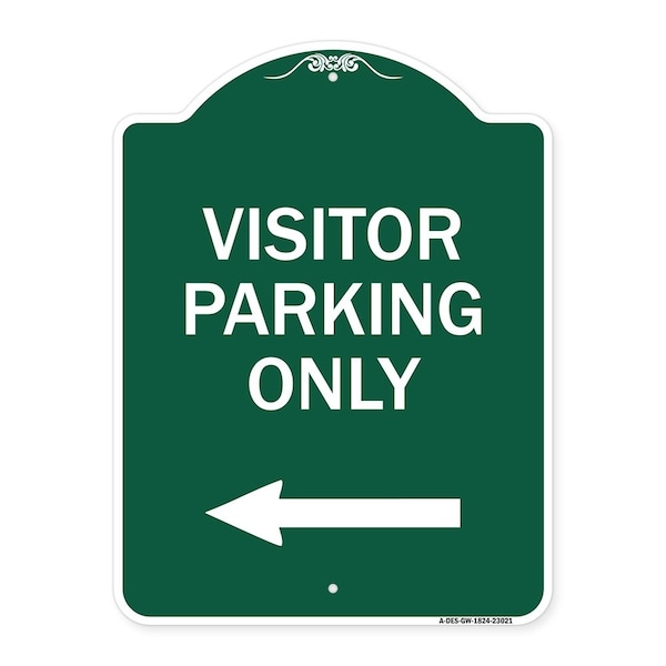 Signmission Reserved Parking Visitor Parking W/ Left Arrow, Green & White Alum Sign, 18" x 24", GW-1824-23021 A-DES-GW-1824-23021 - main